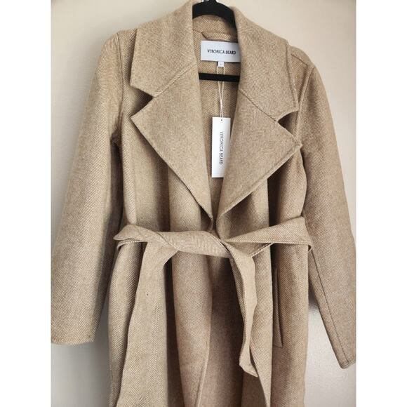 NWT Veronica Beard Women's Roberta OverSize Wrap Coat Size S Camel/Ivory #2N438 - Picture 6 of 16